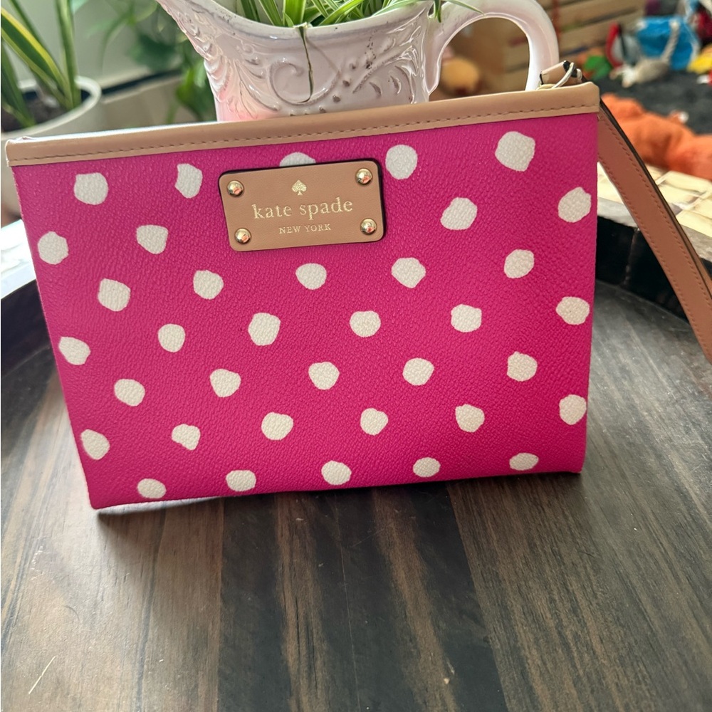 Kate Spade Pink and White Polka Dot Clutch
